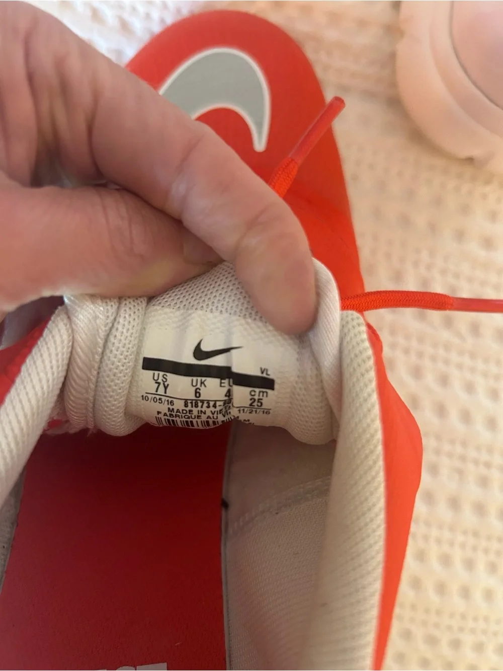 Nike Kids Red-Orange Gold Shoes with Silver Swoosh, Like new size 7Y